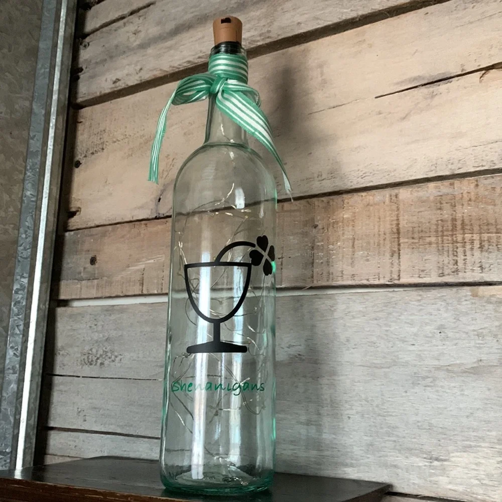 ‘Shenanigans’ wine bottle lantern